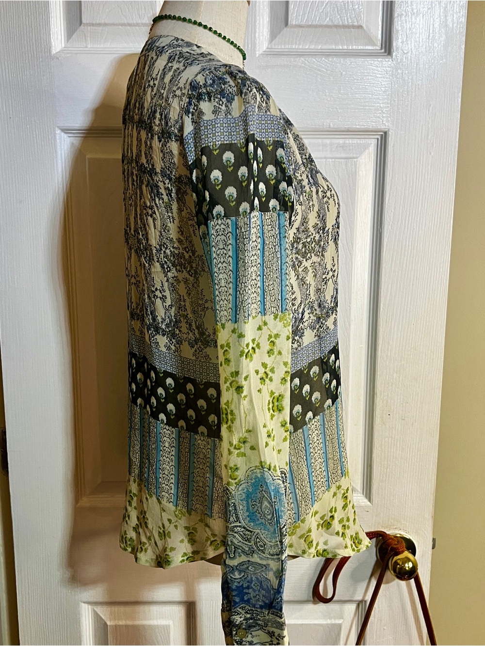 Patrons Of Peace Wms Sheer Floral Chiffon Long Sleeve Boho Peasant Top XS - Picture 5 of 13